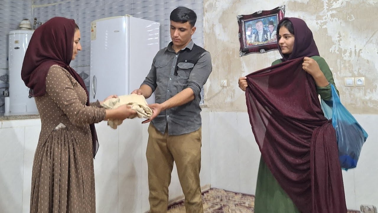 Agha Rasool Earning income: sewing nomadic clothes for Masoumeh and Agha Rasool ...