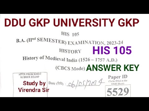 HIS 105 ANSWER KEY DDU GKP UNIVERSITY GKP B.A. 2nd SEMESTER HISTORY 2nd PAPER ANSWER KEY