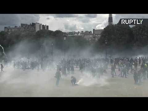 Unauthorized protest of health workers in Paris turns violent