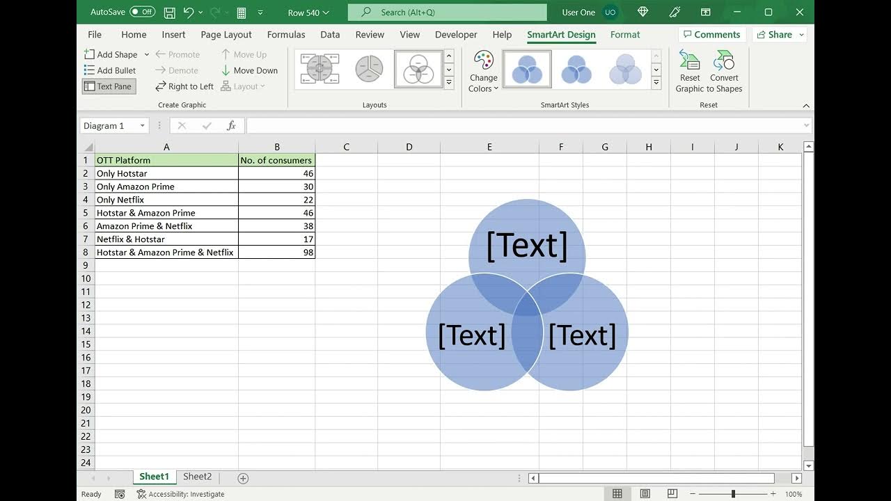 How to make a Venn diagram in Excel - YouTube