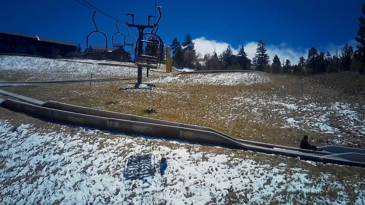 Alpine Slide at Magic Mountain Bobsled Ride Attraction Lift/Off-Ride POV Big Bear Los Angeles CA