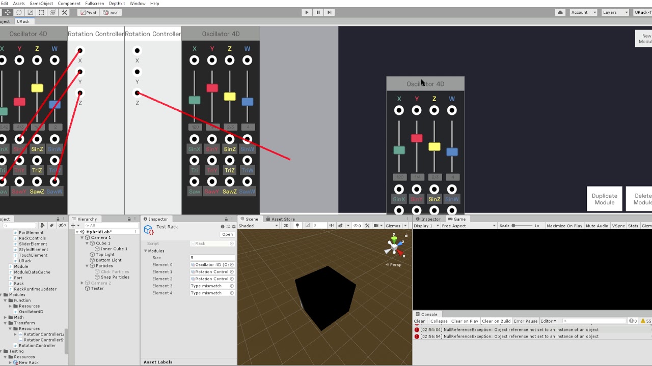 Prototype UI for URack Unity plug in - YouTube