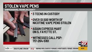 Three juveniles arrested for stealing $1,500 in vape pens