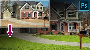 How to Add Grass on Real Estate House Yard Photo in Photoshop