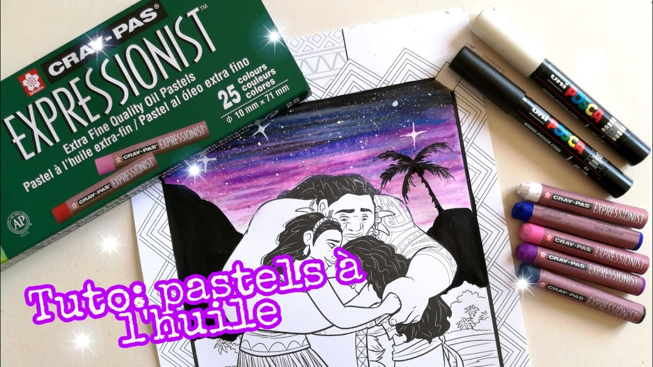Tutoriel pastels à l'huile : ciel de nuit