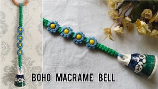 Easy Macrame Bell Hanging | Boho Macrame Hanging for Beginners | Macrame Wind Chime | Ceramic Bell