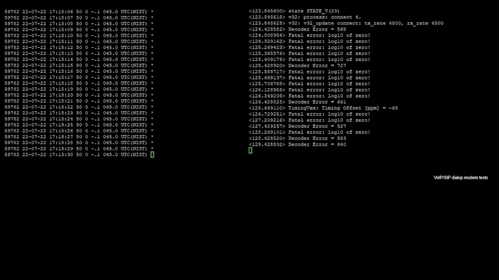 d-modem testing (4800 / 9600 bps) over VoIP