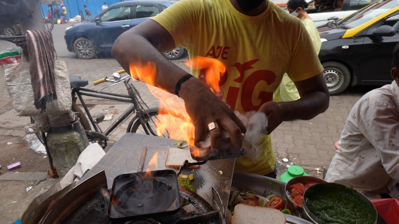 Rocket Speed Sandwich Wala of Mumbai  Ninja Level Cutting Skills   Indian Street Food