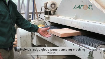Sanding machine Holytek. Lafor edge glued panels, stair treads and wood countertops facility.