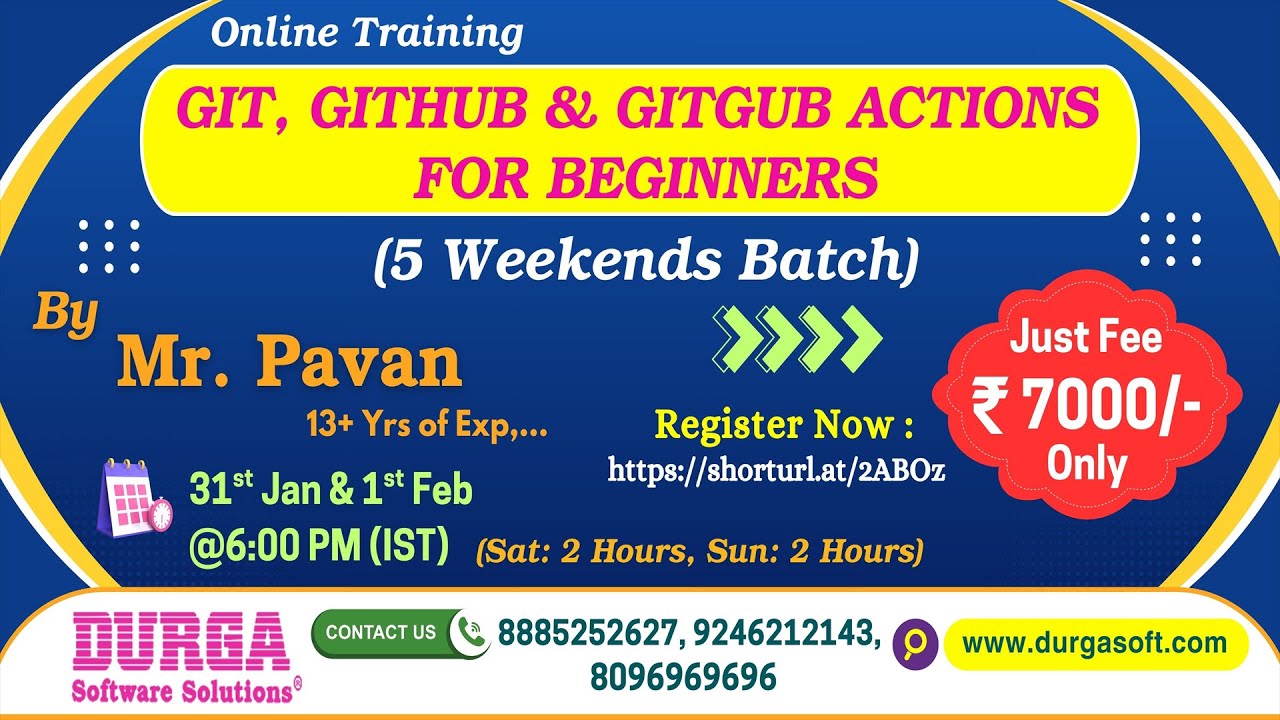 GIT, GITHUB & GITGUB Actions for Beginners (5 Weekends Batch) Online Training @ DURGASOFT