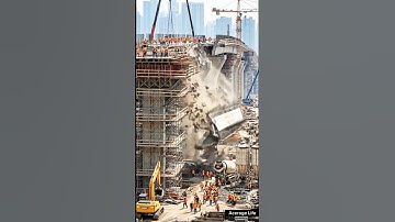 A large bridge deck suddenly collapses during construction.🏗️💥 #bridgecollapse #constructionfail
