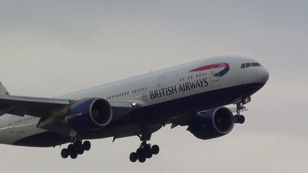 British Airways Boeing 777-200 G-ZZZC Landing London Heathrow 27R