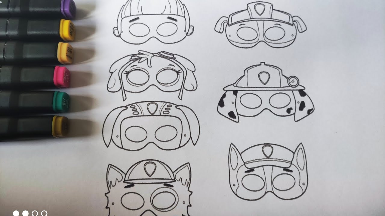 LES MASQUES DE LA PAT'PATROUILLE COLORIAGE FACILE 🖍️🖍️ suma , stella