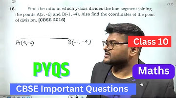 Find the ratio in which y-axis divides the line segment joining the points A(5, -6) and B(-1, -4