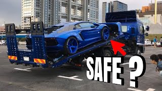How To (THE RIGHT WAY) Load A Liberty Walk Aventador Onto A Flatbed Trailer