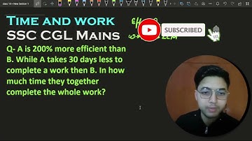 A is 200% more efficient than B. While A takes 30 days less to complete a work then B. In how much