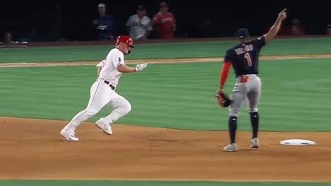 Mike Trout hits a TRIPLE off of a CHECK SWING