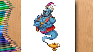 How to draw Genie | Aladdin genie drawing easy | aladdin genie drawing step by step