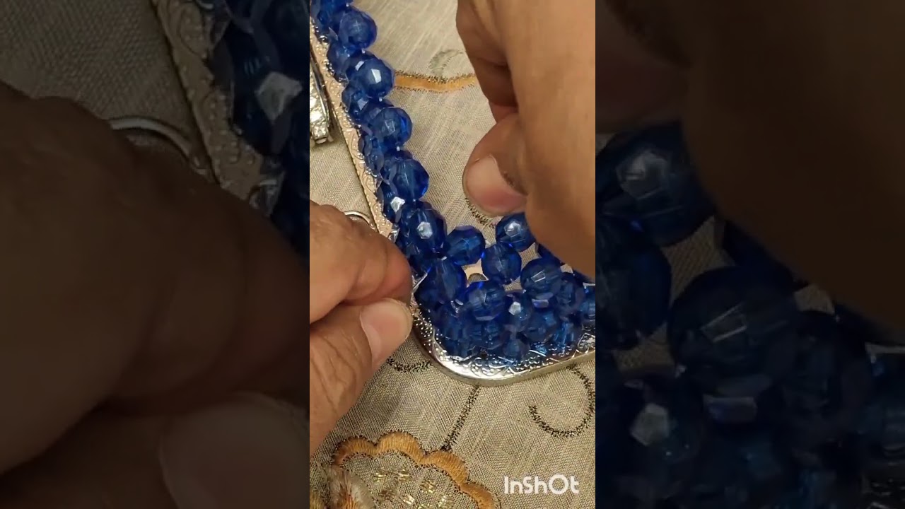 شنطة خرز باالفريم لون ازرق (الجزء الاول) #handmade #explore #اكسبلور #خرز #beadsbag #beads #هاندميد 