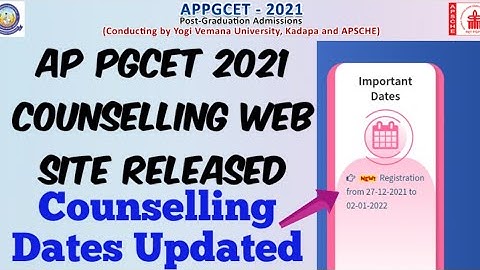 AP PGCET 2021 Counselling Website Released//AP PGCET 2021 Counselling Dates updated//Website link..