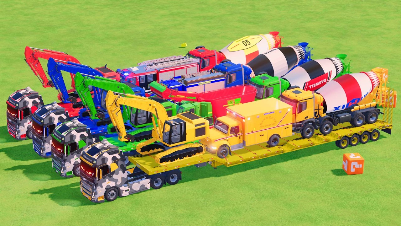 Flatbed Trailer Truck Rescue Bus - Cars vs Deep Water - Cars vs Rails and Trains - BeamNG Drive #79