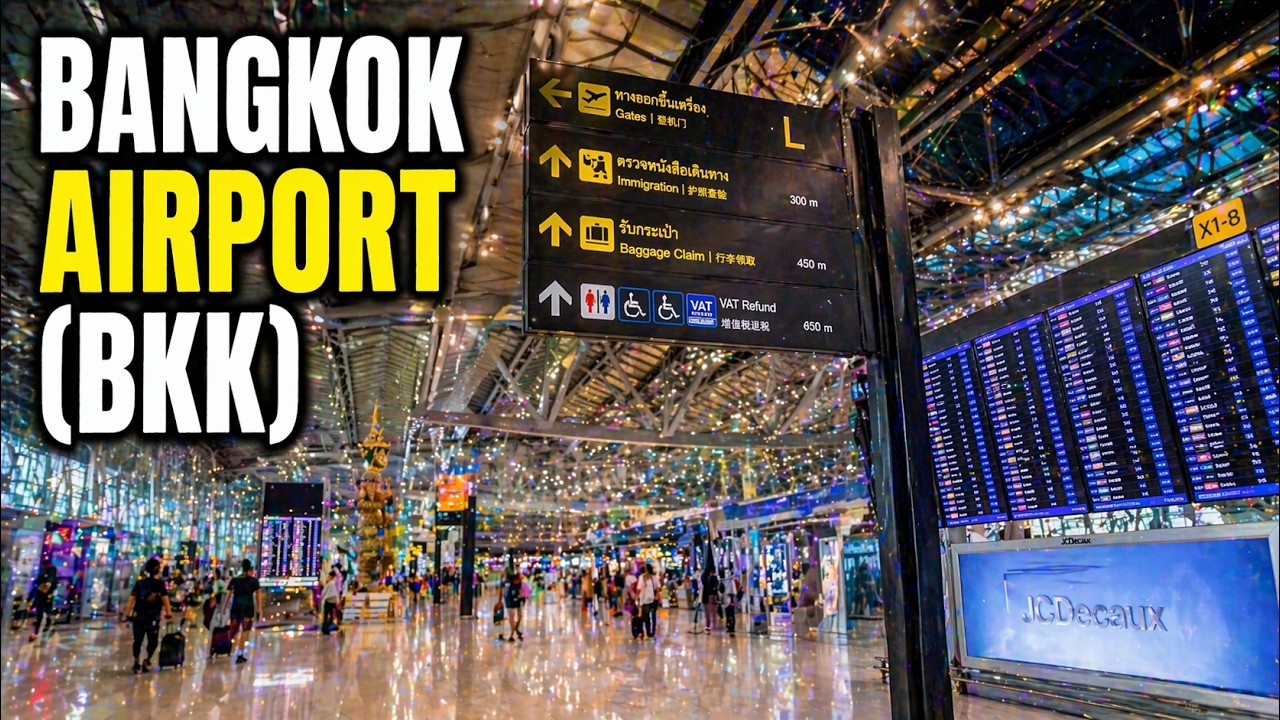 Bangkok Airport Suvarnabhumi BKK, Thailandia | Aeroporto di Bangkok (BKK) | Passeggiata in Aeroporto 4K