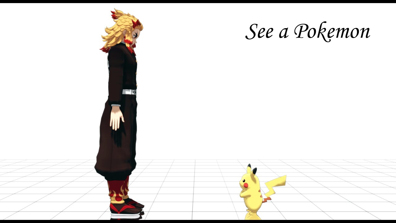 鬼滅の刃 Mmd See A Pokemon 煉獄杏寿郎 ピカチュウ Youtube