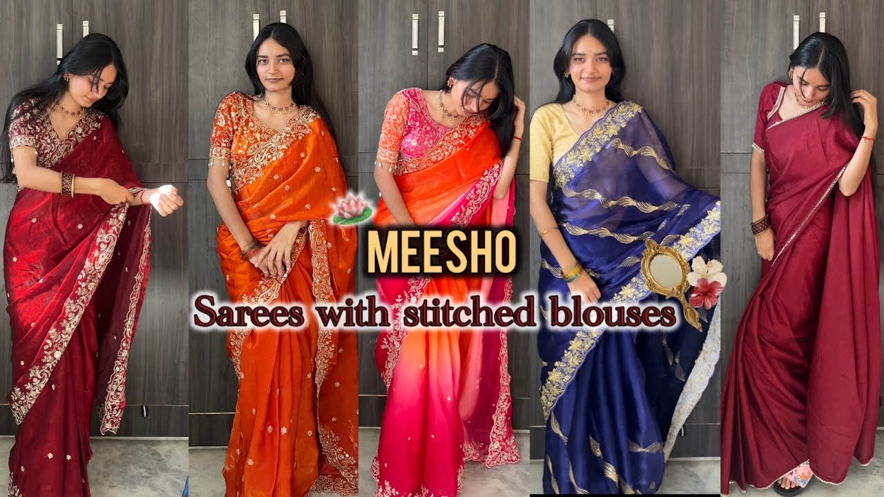 MEESHO SAREE HAUL😍✨|| WITH STITCHED BLOUSES || UNDER BUDGET || ANURANJANI RATHORE 