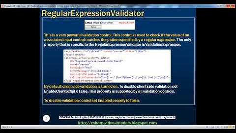 47 RegularExpressionValidator control in asp net Part 47