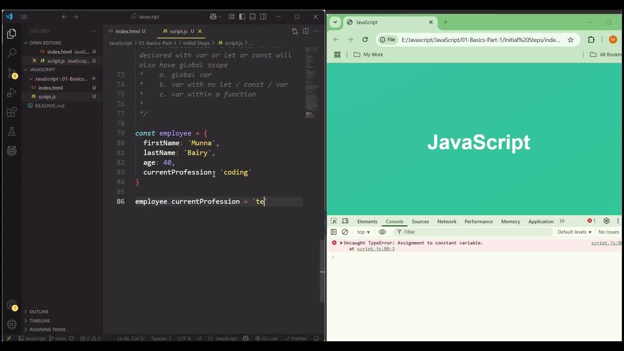 Difference between let, const and var in JavaScript - YouTube