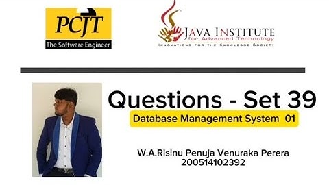 Question Set 39 | Database Management System | Java Institute