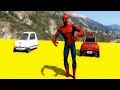 FUNNY COLORED CARS SUPERHEROES WITH SPIDERMAN   fun cartoon for kids with childrens songs