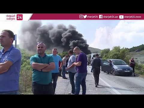 Kosovar Albanians block
