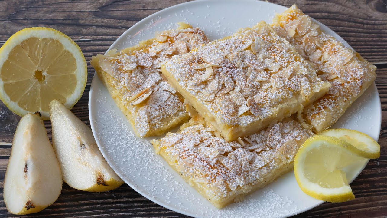 Superschnell und so lecker. Puddingschnitten mit Birnen