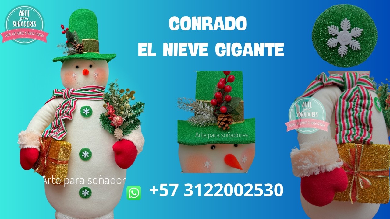 COMO HACER UN MUÑECO DE NIEVE DE 90 cm EN TELA   /ARTE PARA SOÑADORES