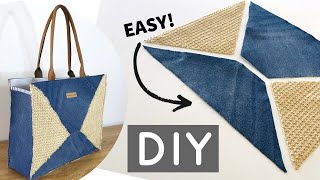 DIY DENIM TOTE BAG FROM OLD JEANS | HOW TO SEW DENIM  BAG | DIY TOTE BAG | RECYCLING OF OLD JEANS