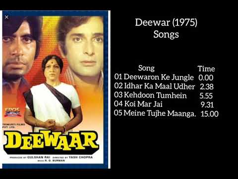 Deewar (1975) All  Songs Jukebox| Amitabh Bachchan| Shashi Kapoor| Nirupa Roy |Neetu Singh| Parveen