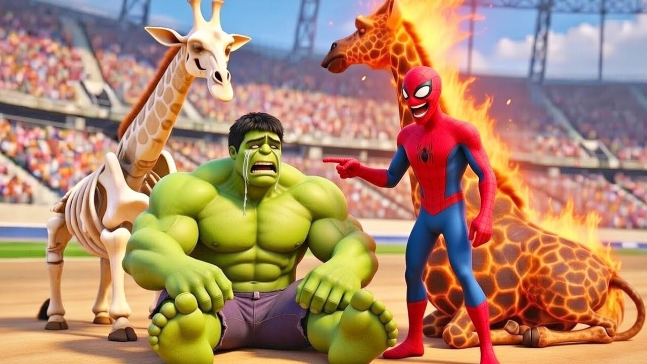 AI Hulk vs Spiderman🕷The Magical Legendary Giraffe🦒Racing Competition - Marval Epic Cinematic Battle