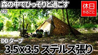 966【キャンプ】森の中でひっそりと過ごす、DD Hammocks DD Tarp タープ 3.5 x 3.5でステルス張りする、ポールエンドロックを開封する