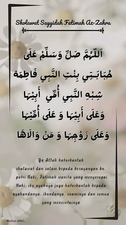 Sholawat Sayyidina Fatimah Az- Zahra