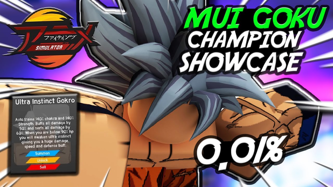 *INSANE* GOKU MUI CHAMPION SHOWCASE! RAREST CHAMPION in ANIME FIGHTING SIMULATOR IS BROKEN!