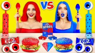 Red VS Blue Food Challenge | Mukbang with Only 1 Color Food for 24 Hours by RATATA BOOM