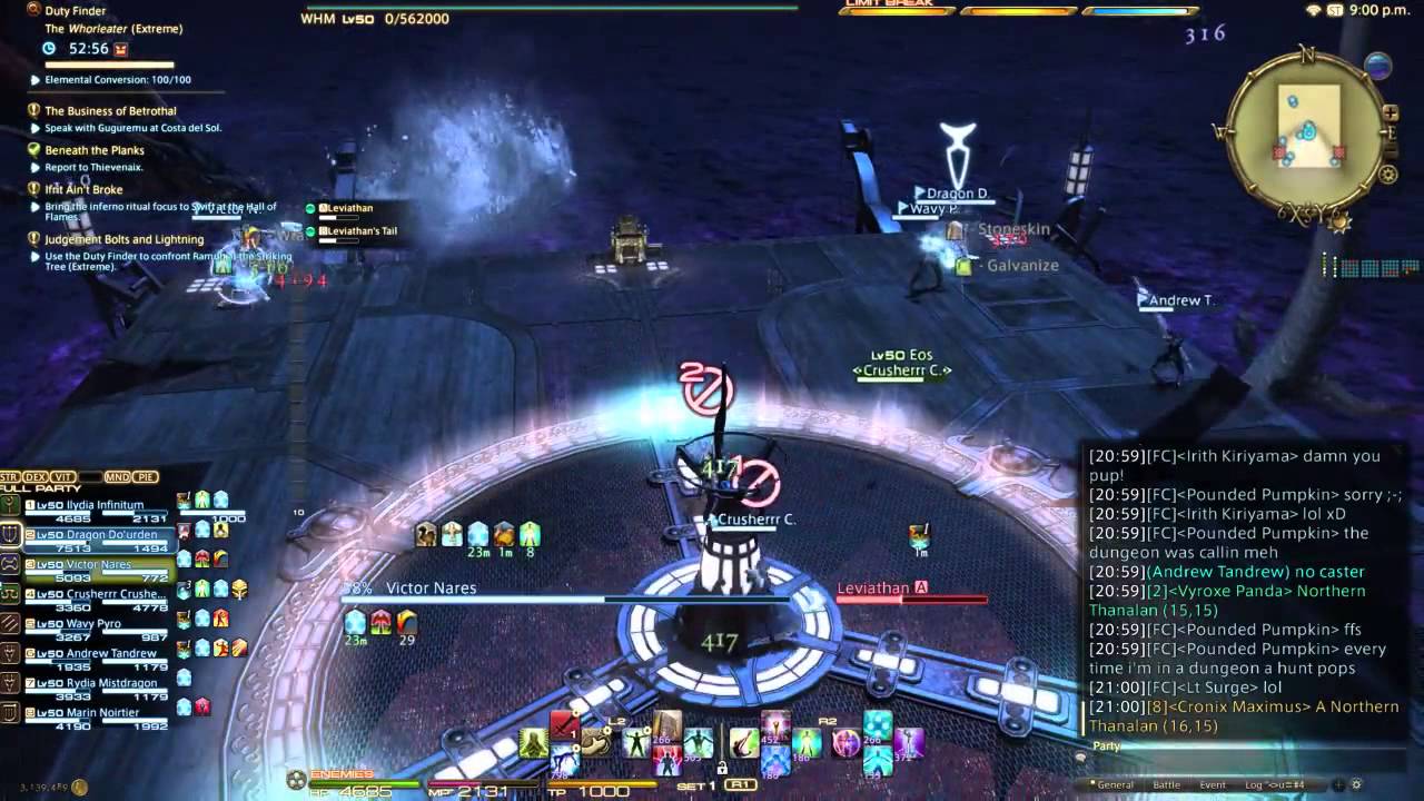 FF14 Leviathan EX. Example of Healer + OT aggro swap method