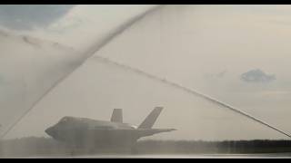 "Water Salut" for the first tree Polish F-35s in "Lask Airfield" (22nd May 2026)