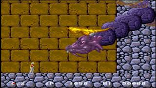 Atomic Runner Chelnov (Arcade / 1988) 3rd Stage Sub Boss Snake Party with First Stage Boss Big Snake
