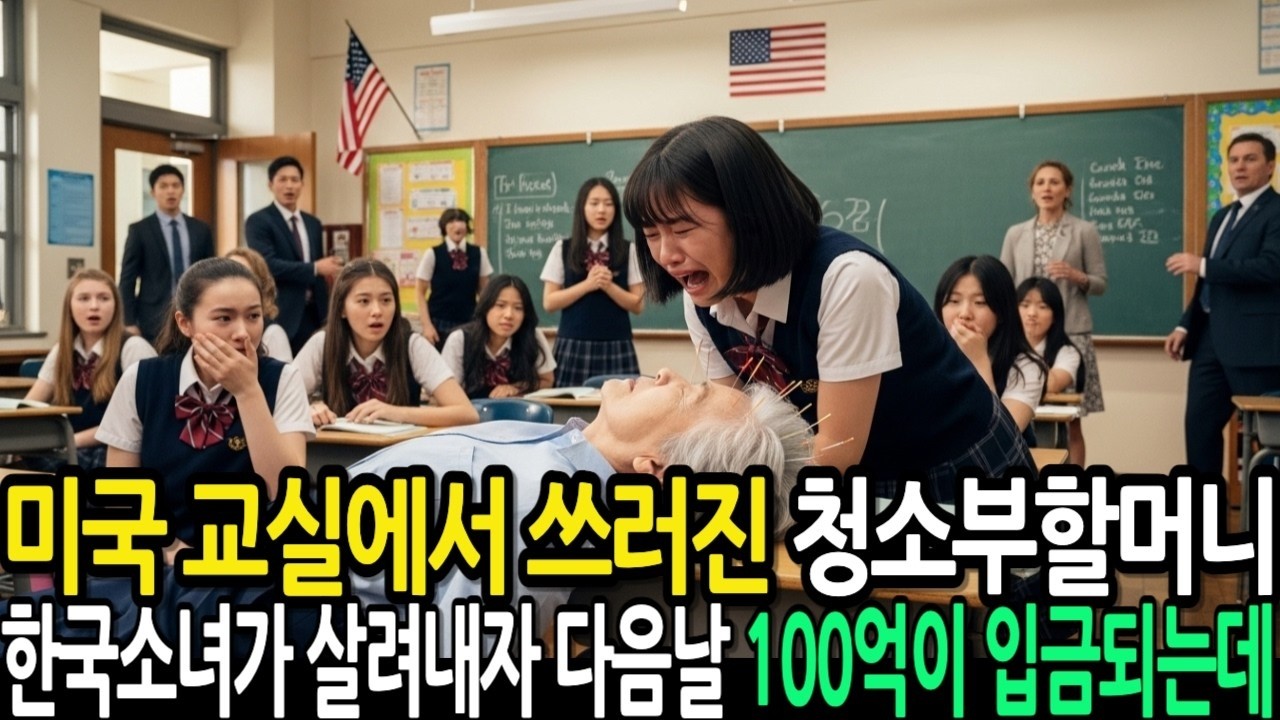 미국 교실에서 쓰러진 청소부할머니 그러나 한국소녀가 5초만에 살려내자 다음날 집앞에 벤츠가와있는데