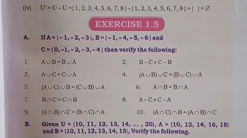 Unit 1 exercise 1.5 sets class 7 new mathematics book Sindh board - Chapter 1 exercise 1.5