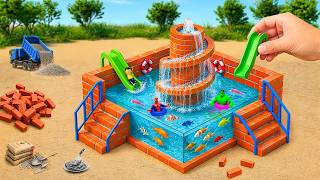 DIY Mini Tractor Builds a Strong Brick Fish Tank with a Spiral Water Feature | Science Project