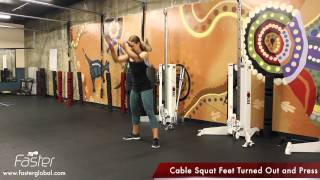 Base Exercise Cable Squat with Feet Out and Press