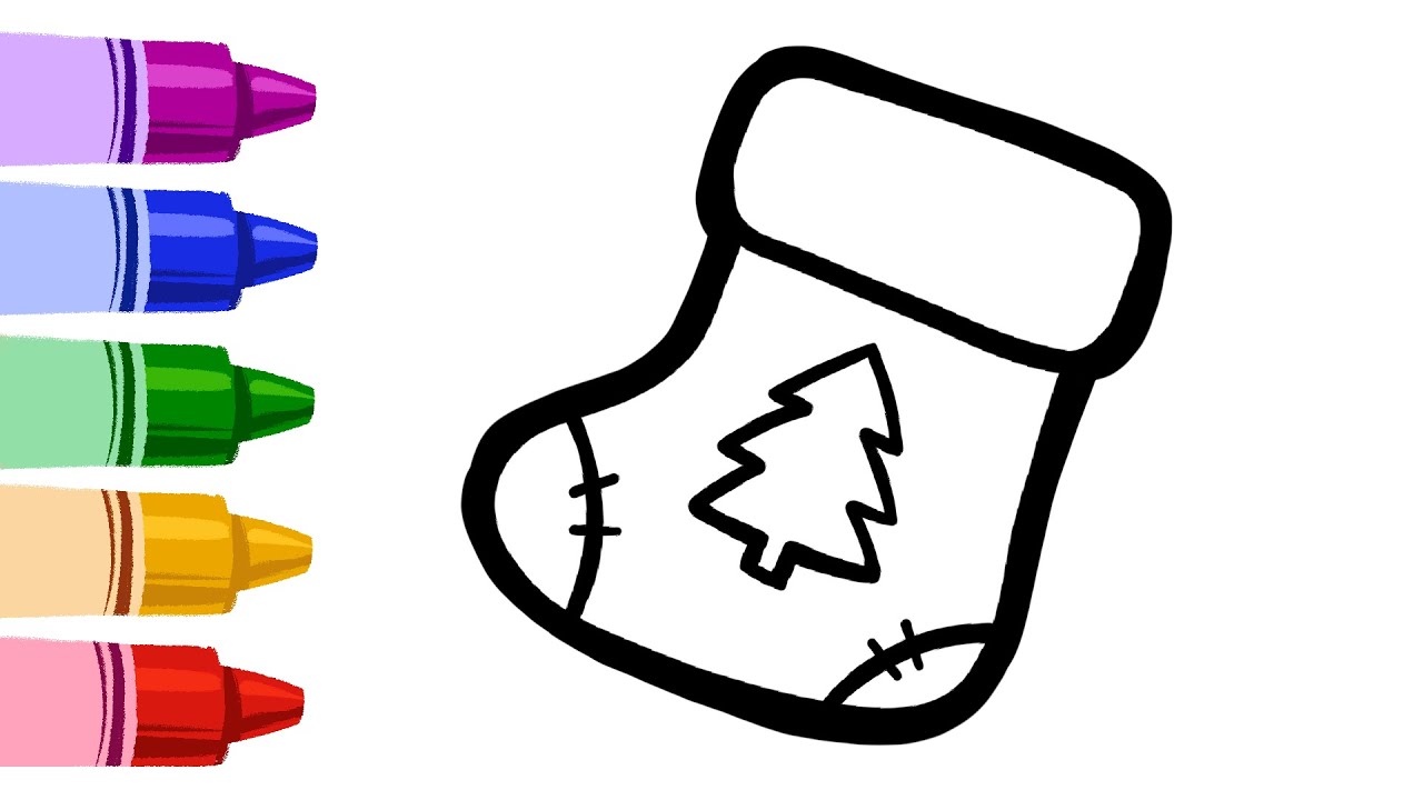 Christmas Stocking | Easy Oil Pastel Drawing and Colouring for Kids
